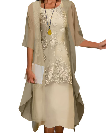 Camille | Chiffon-Sleeve Midi Dress