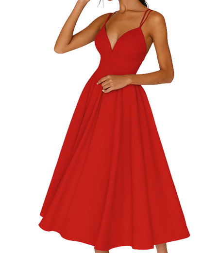 Honorine | Strappy V-Neck Midi Dress