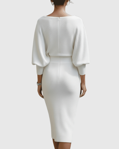 Noemi | Draped Batwing Midi Dress