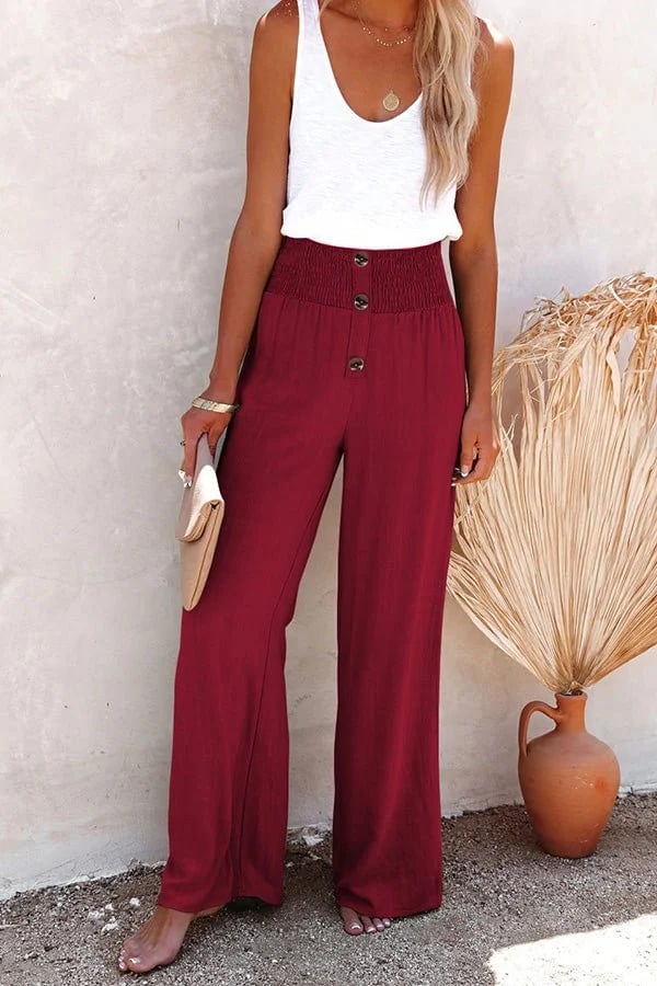 Faye | High-Waisted Smocked Pants