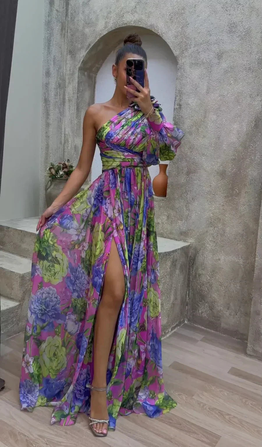 Marguerite | One-Shoulder Floral Maxi Dress