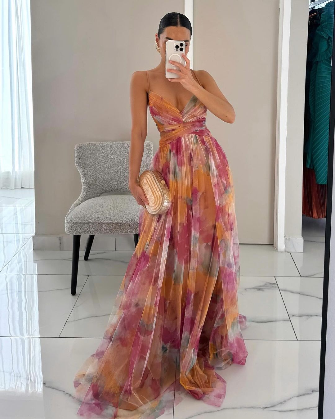 Aurélie | Floral Pleated Maxi Dress