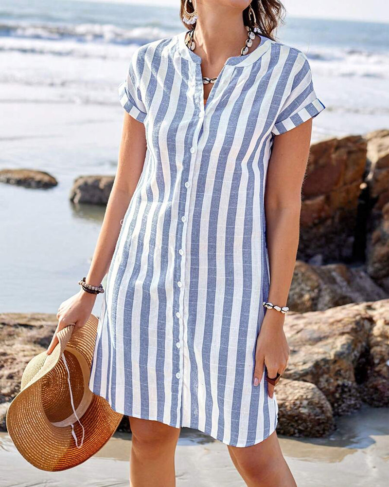 Odalys | Elegant Striped Shirt Dress