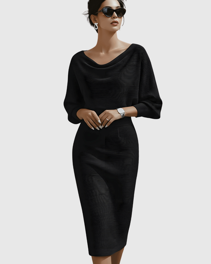 Noemi | Draped Batwing Midi Dress