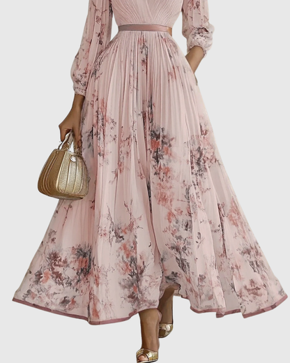 Emilia | Pleated V-Neck Maxi Dress