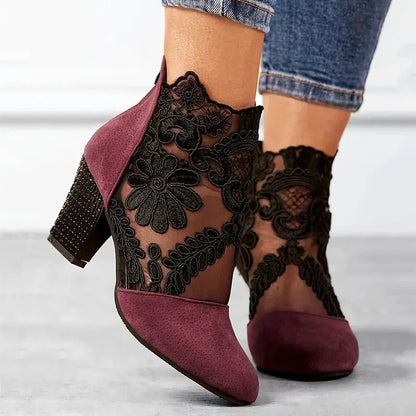Block-heel ankle boots, side view