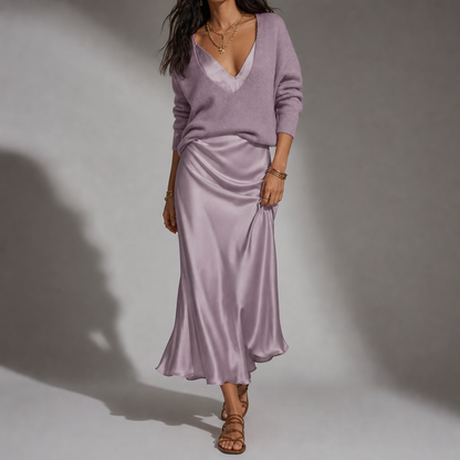 Sjieuwke | Draped Midi Dress & Cardigan Set