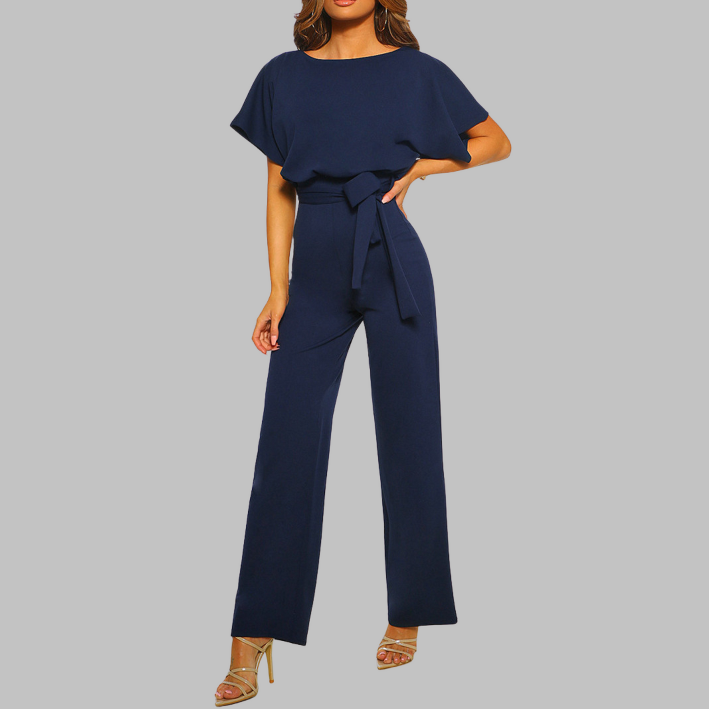 Maëlle | Batwing Belted Wide Leg Jumpsuit
