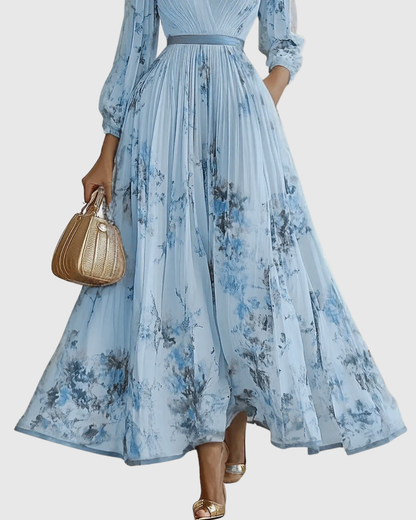 Emilia | Pleated V-Neck Maxi Dress