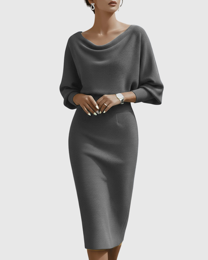 Noemi | Draped Batwing Midi Dress