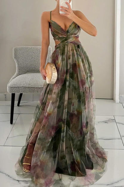 Aurélie | Floral Pleated Maxi Dress