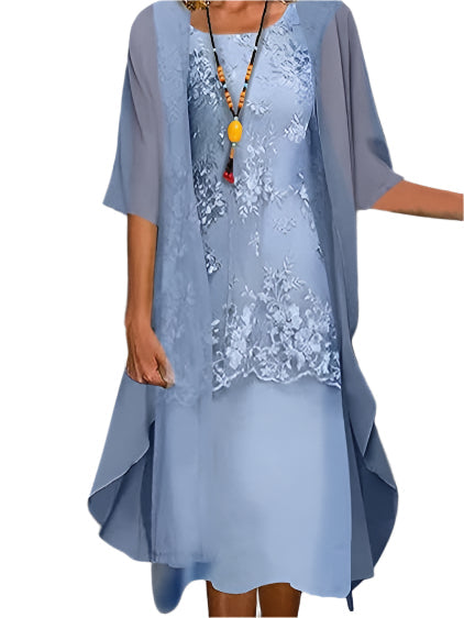 Camille | Chiffon-Sleeve Midi Dress