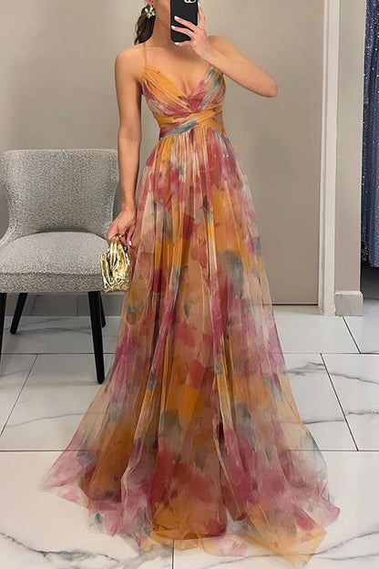 Aurélie | Floral Pleated Maxi Dress