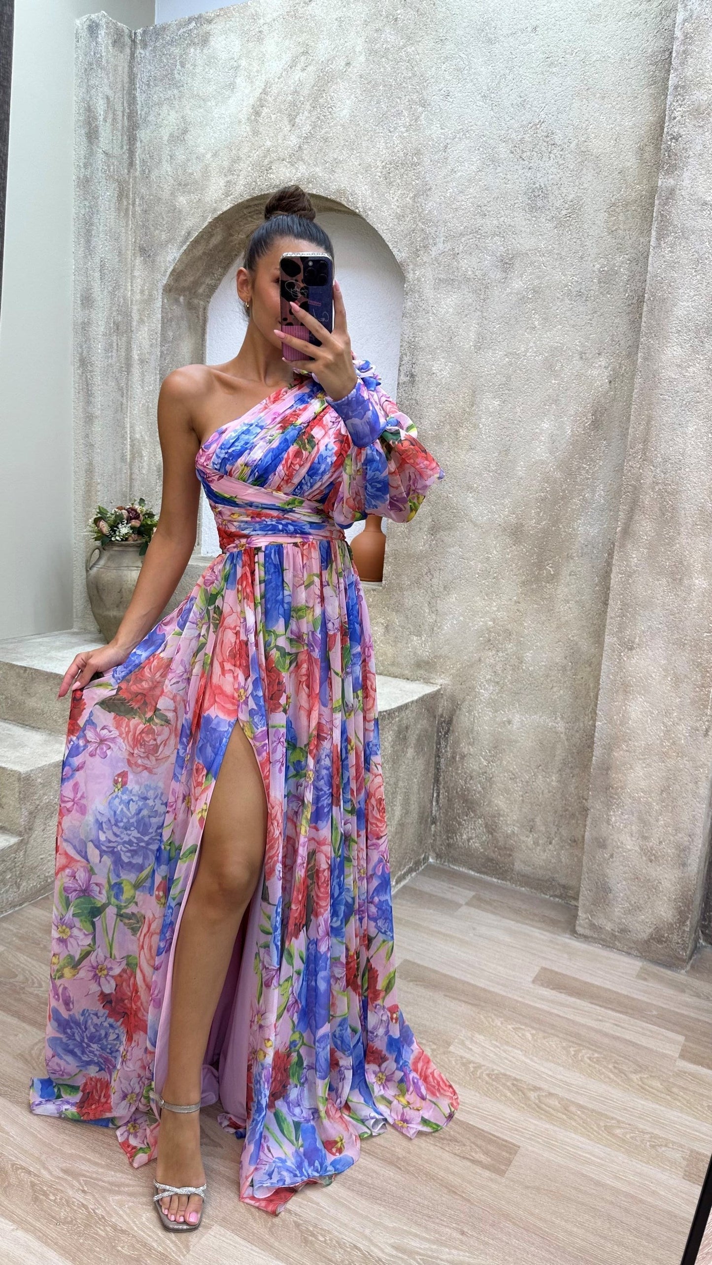 Marguerite | One-Shoulder Floral Maxi Dress