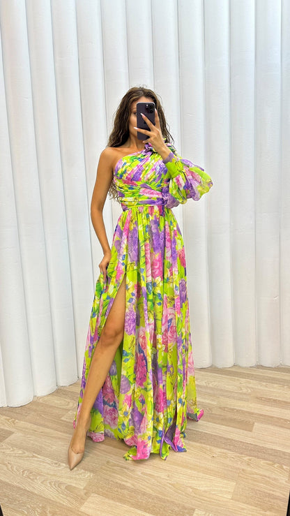 Marguerite | One-Shoulder Floral Maxi Dress