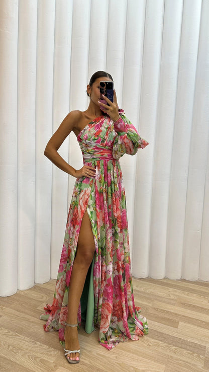 Marguerite | One-Shoulder Floral Maxi Dress