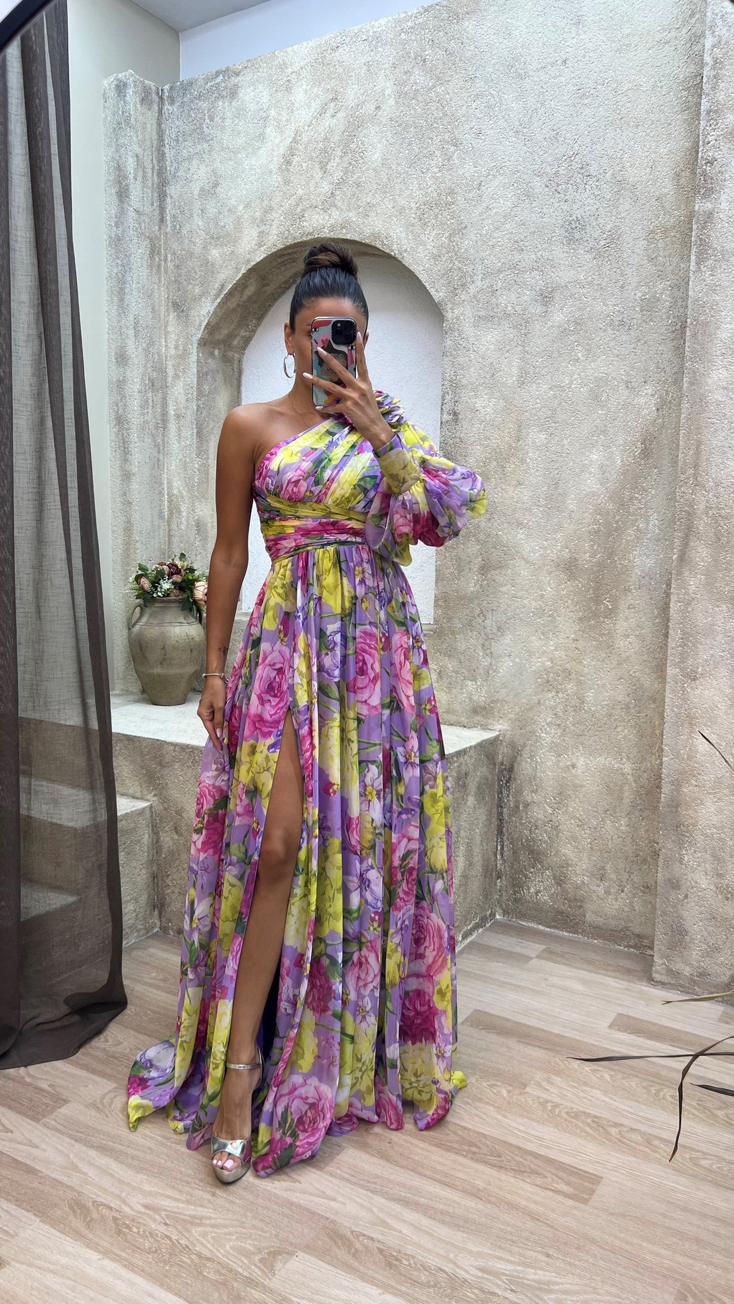 Marguerite | One-Shoulder Floral Maxi Dress