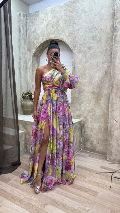 Marguerite | One-Shoulder Floral Maxi Dress