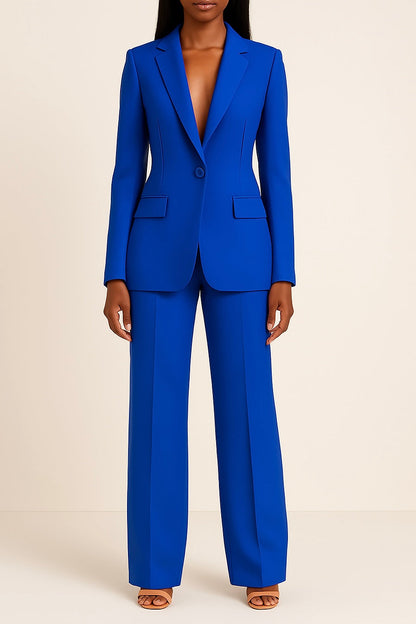 Longline blazer suit shown from the side