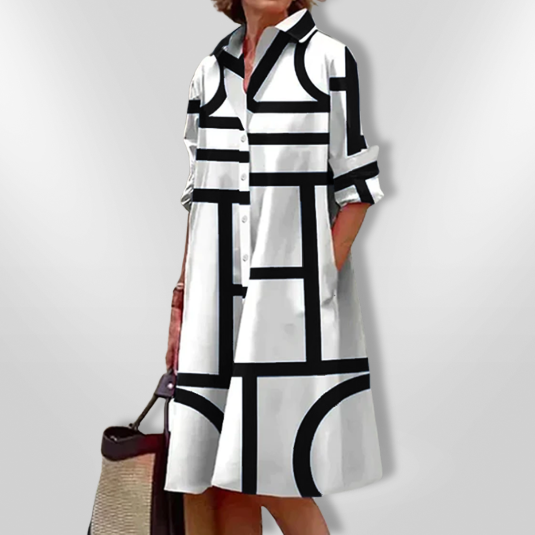 Calista | Midi Dress with Geometric Pattern