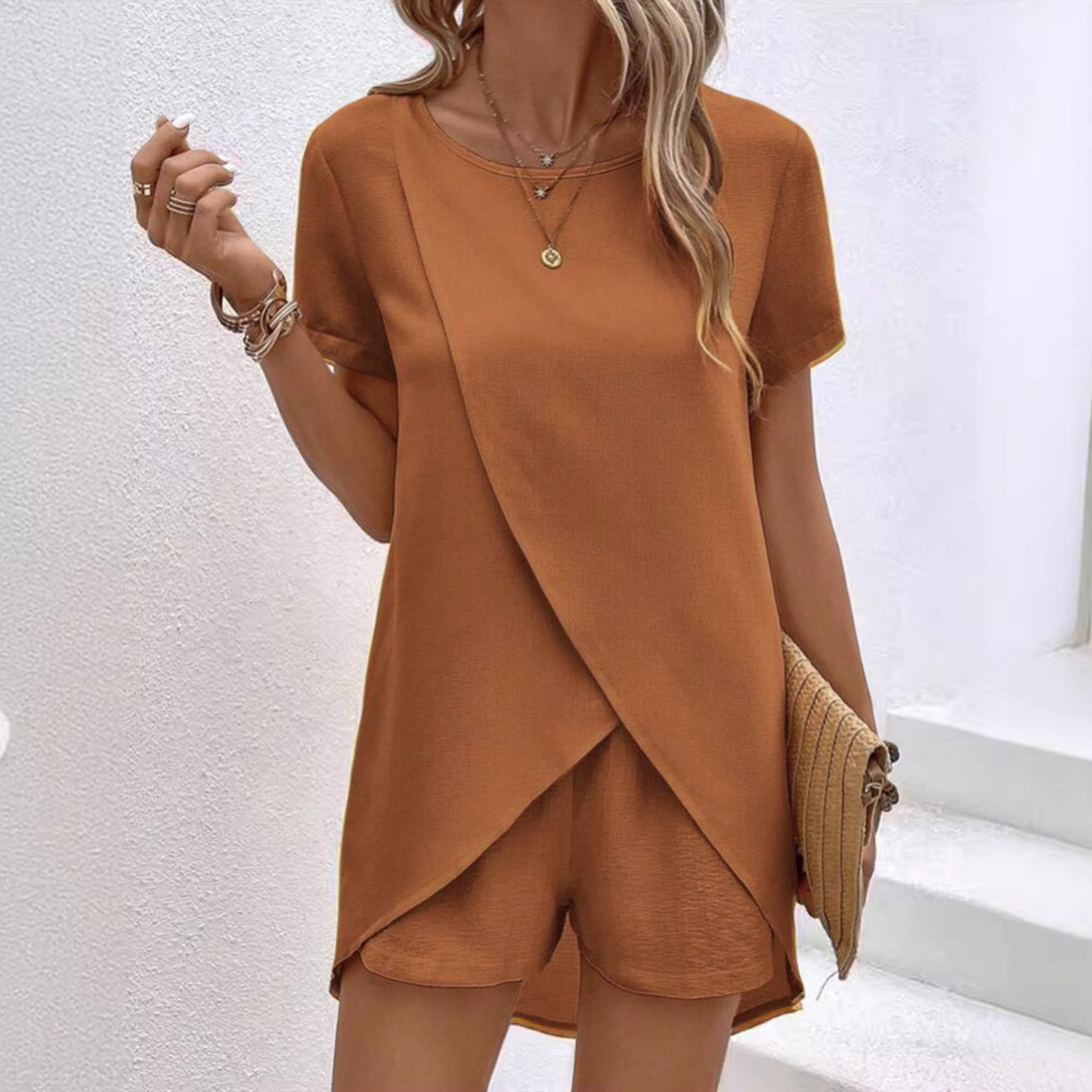 Maya | Wrap-Front Shorts Set