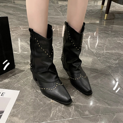 Studded western boots shown in a second colourway