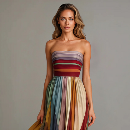 Odalys | Strapless Pleated Maxi Dress
