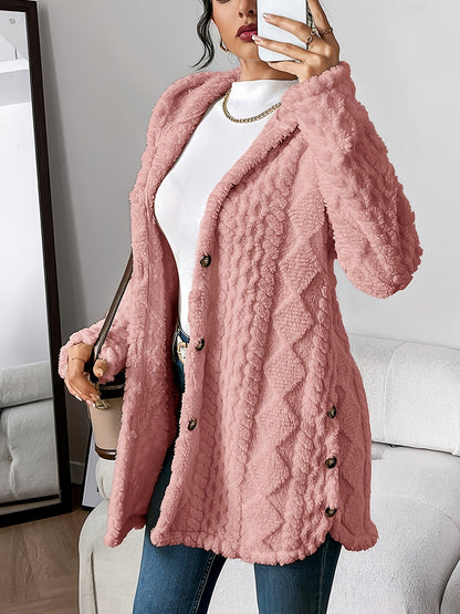 Katrien | Hooded Button-Front Textured Coat