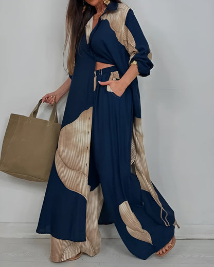 Noelle | Printed Collared Trouser Set