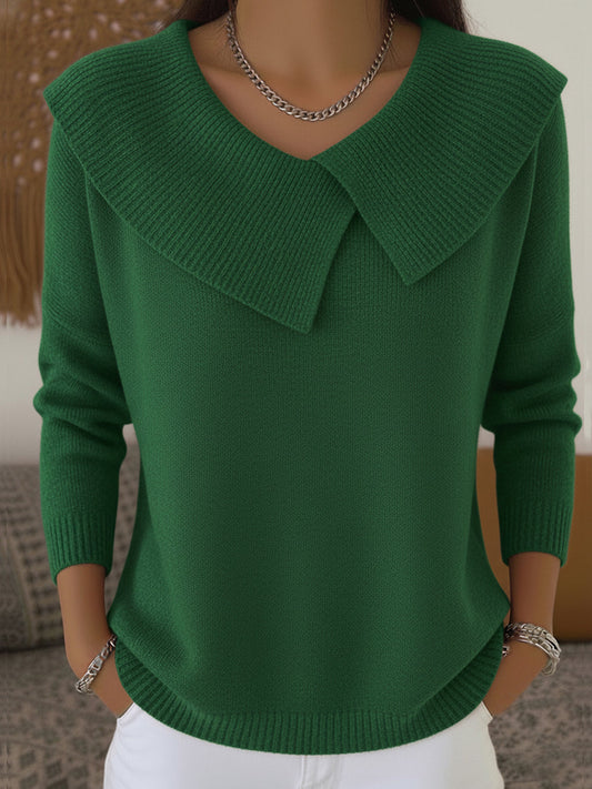 Flap-collar winter sweater, front view