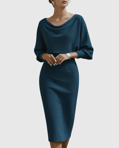 Noemi | Draped Batwing Midi Dress
