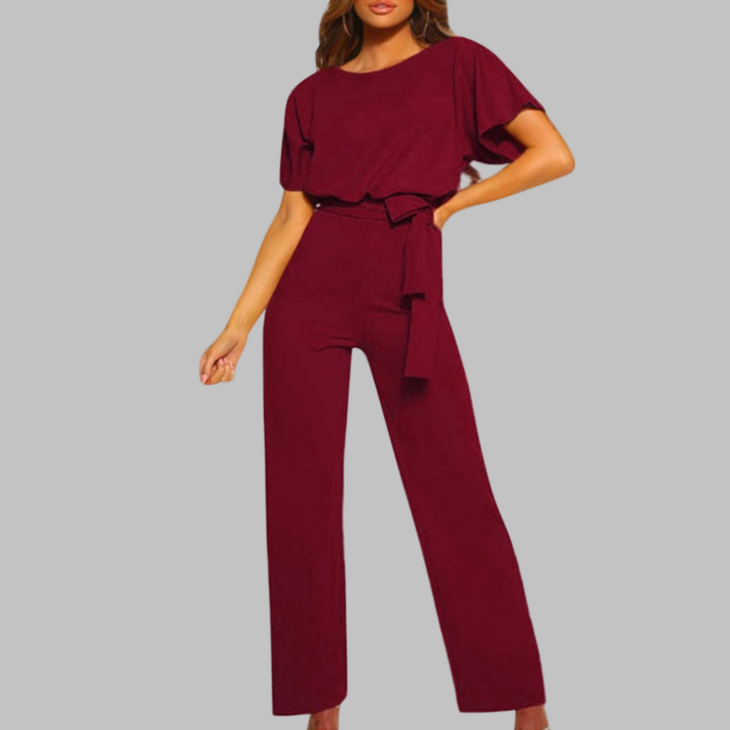 Maëlle | Batwing Belted Wide Leg Jumpsuit