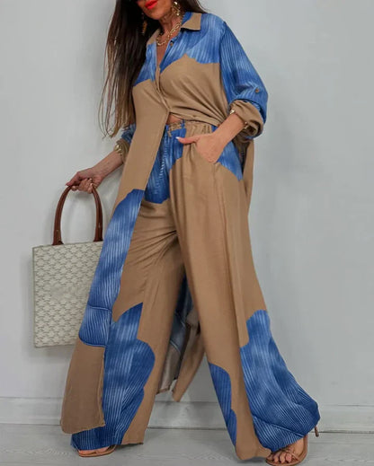 Noelle | Printed Collared Trouser Set