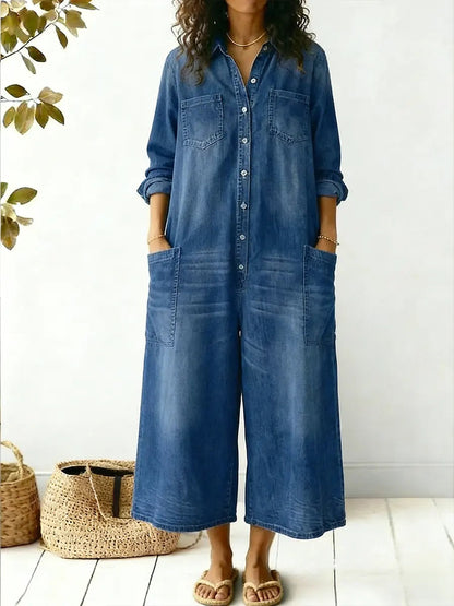 Cosima | Button-Front Wide Leg Jumpsuit