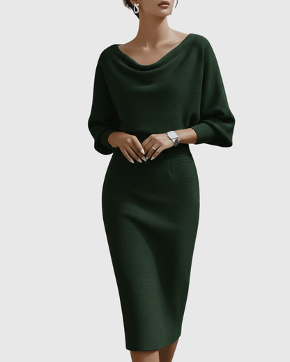 Noemi | Draped Batwing Midi Dress