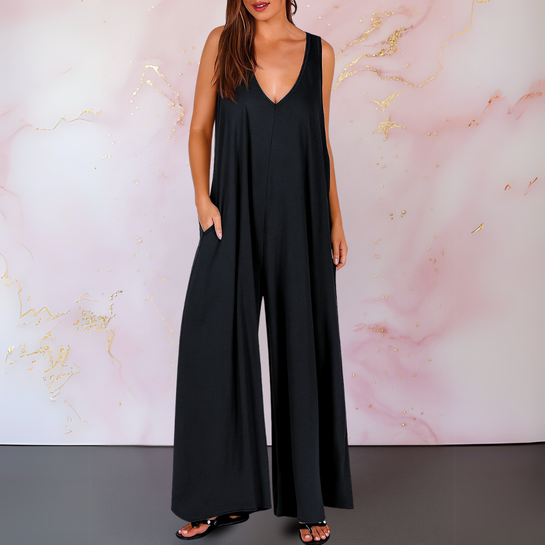 Onyx | V-Neck Wide Leg Jumpsuit
