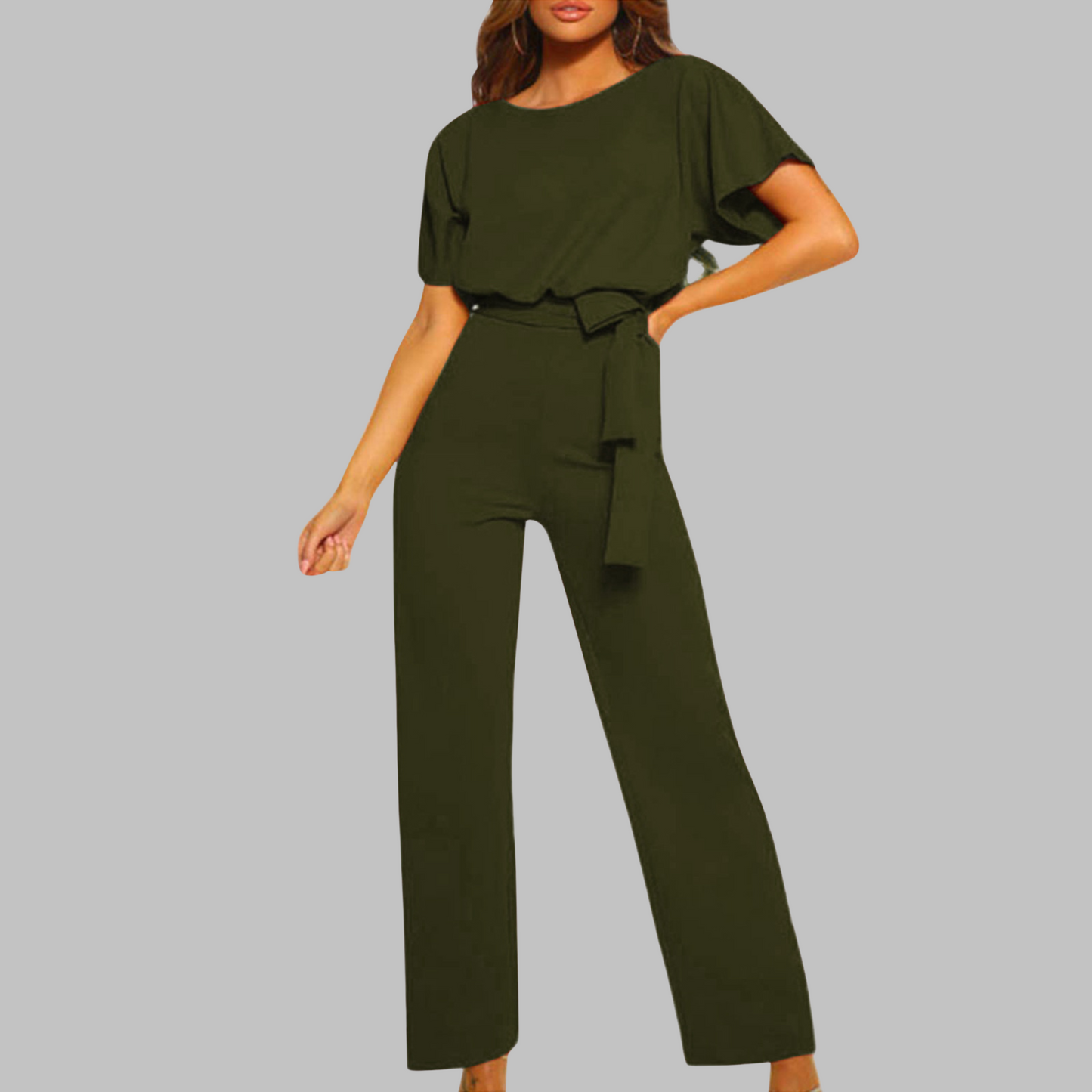 Maëlle | Batwing Belted Wide Leg Jumpsuit