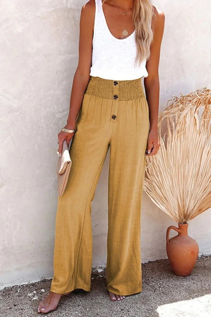 Faye | High-Waisted Smocked Pants