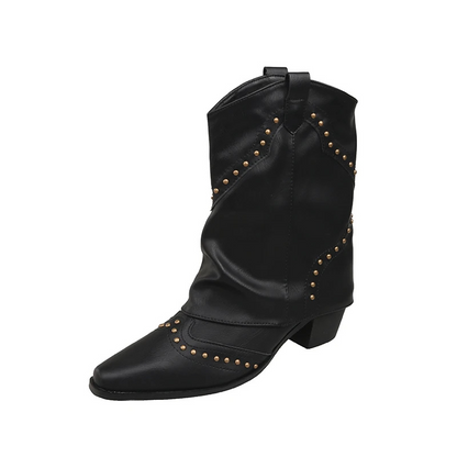 Malin | Studded Mid-Heel Western Boots