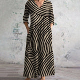 Mathilda | Vintage Striped V-Neck Dress