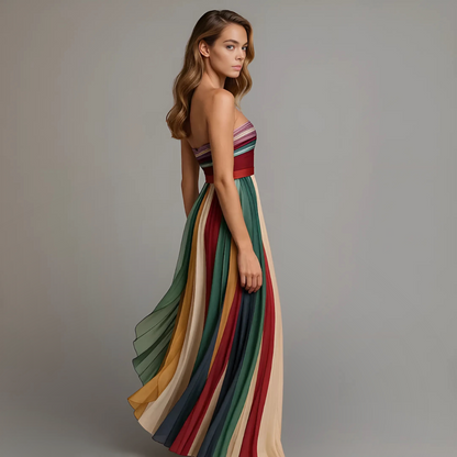 Odalys | Strapless Pleated Maxi Dress