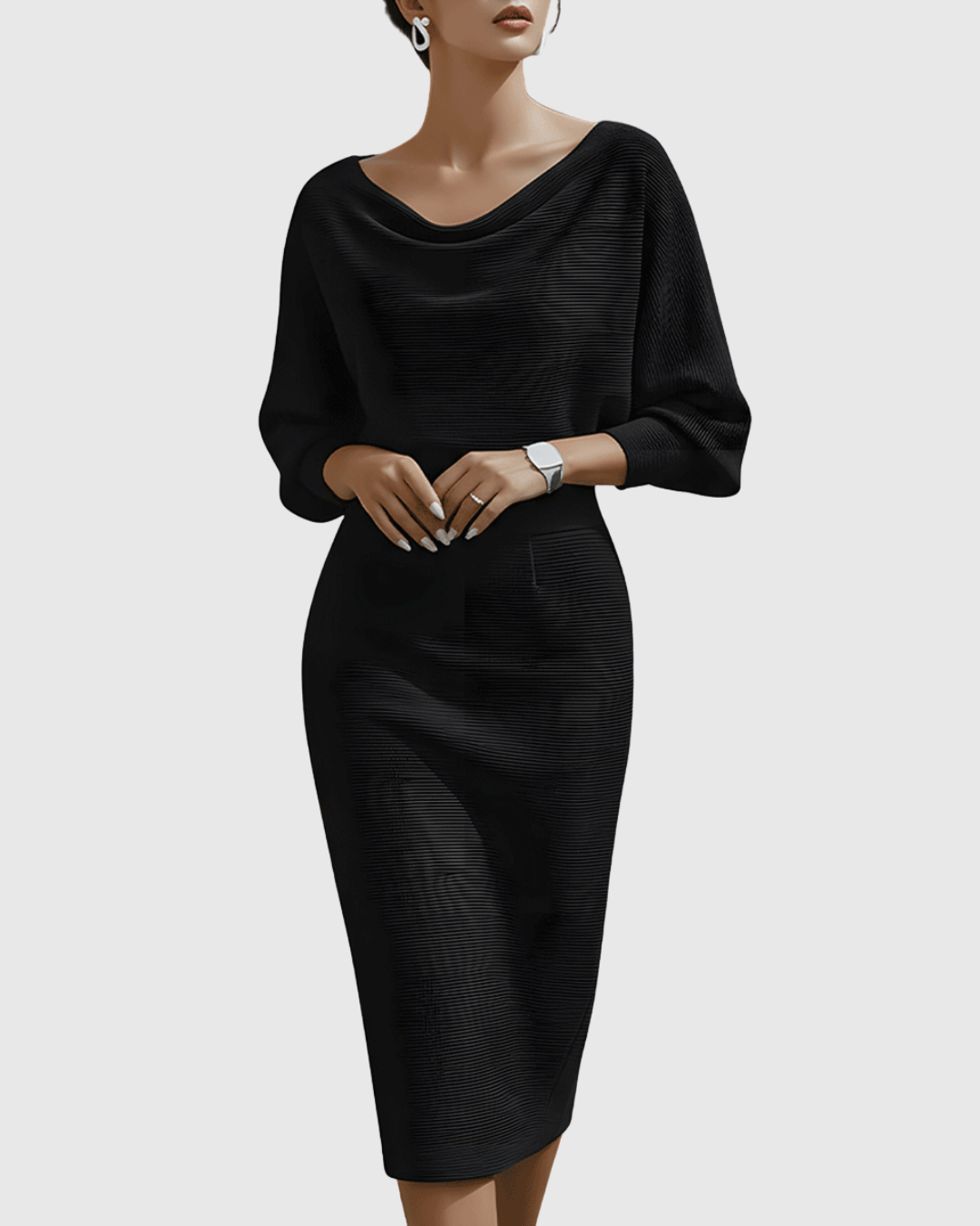 Noemi | Draped Batwing Midi Dress
