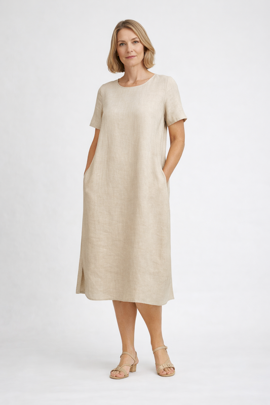 Elara  | Linen Midi Dress