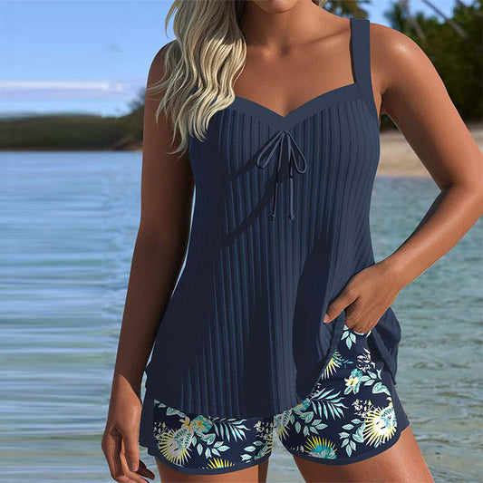 Theodora | Striped Tankini with Shorts