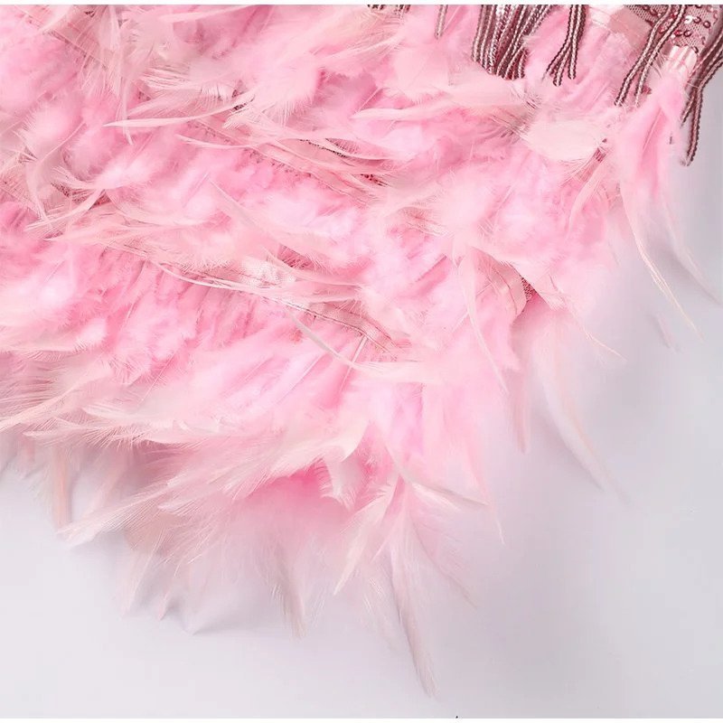 Bambi | Feather Trim Mini Dress