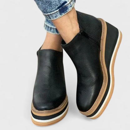 Wedge ankle boots shown from the side