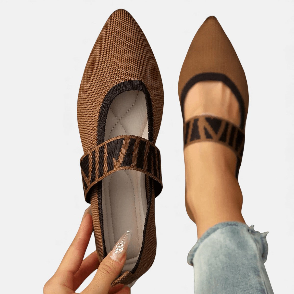 Isolde | Pointed Knit Comfort Flats