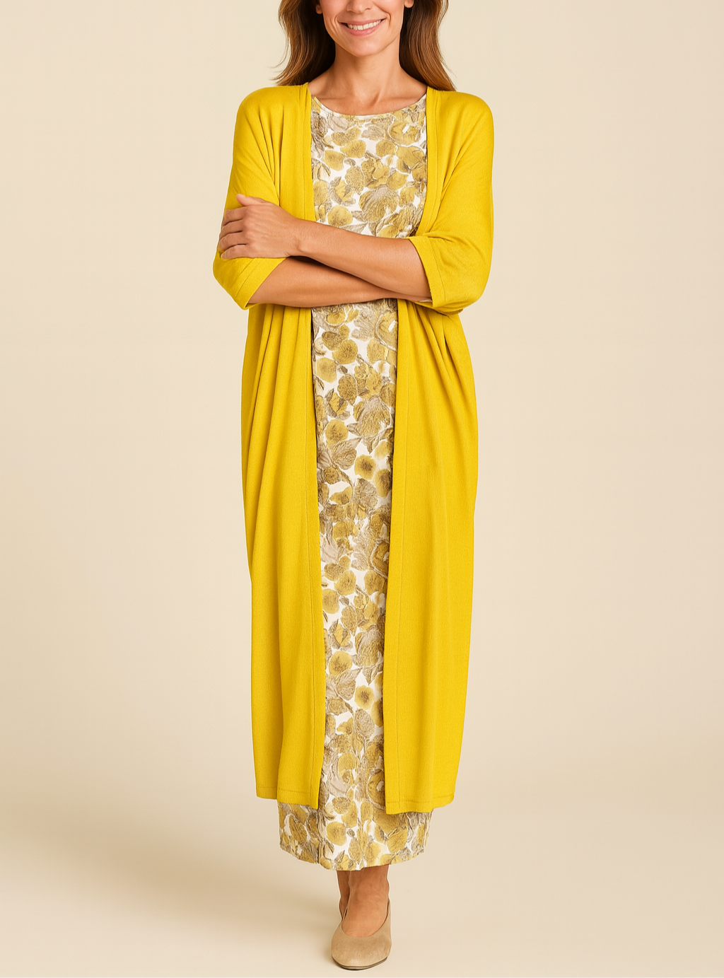 Lorraine | Yellow Dress With Included Shawl