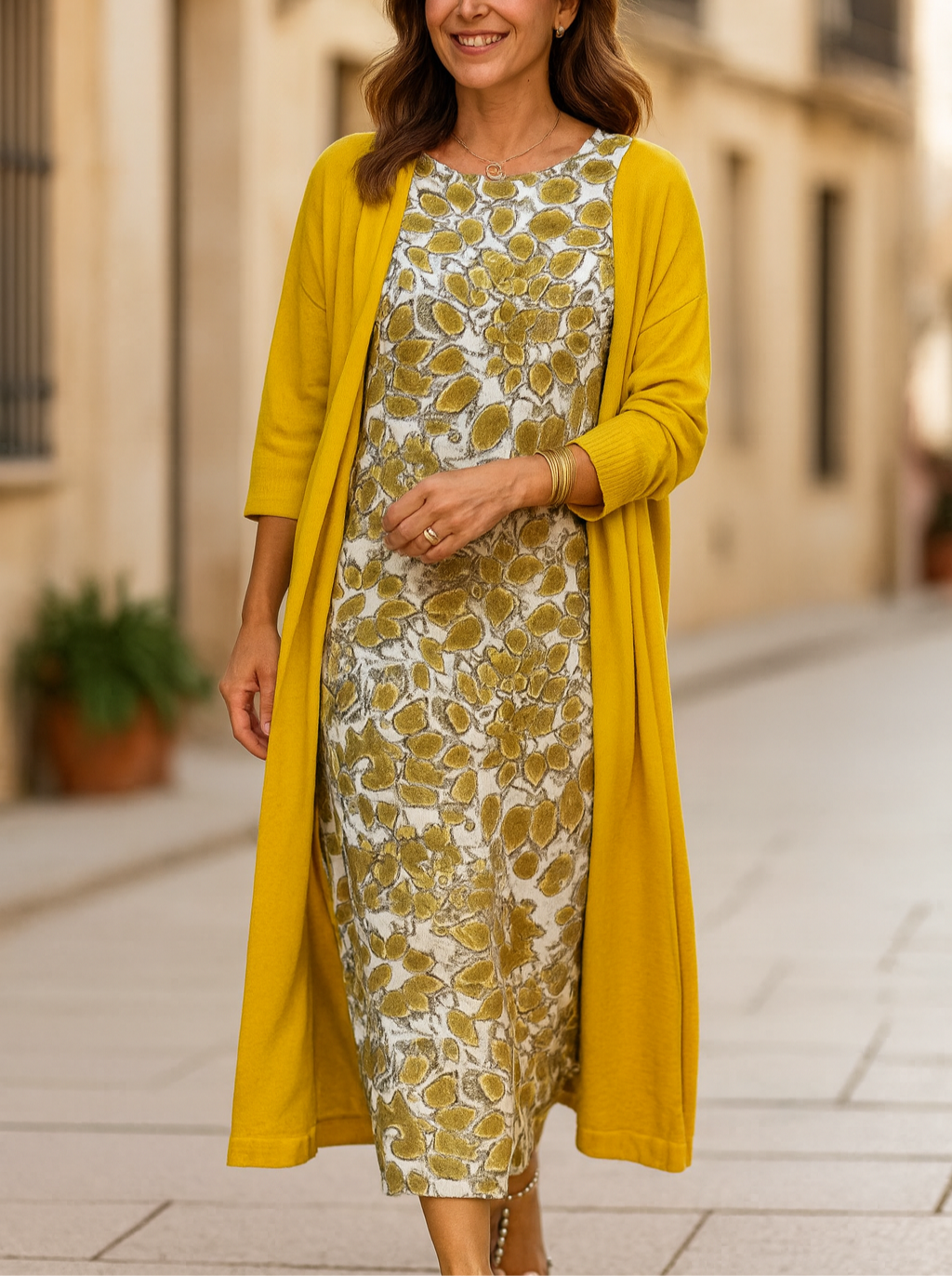 Lorraine | Yellow Dress With Included Shawl