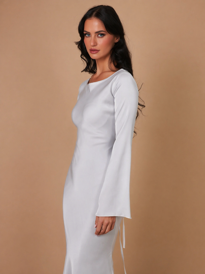 Floor-length dress seen from the back